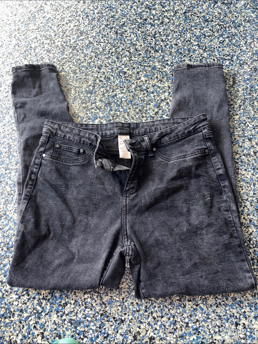 Women's Skinny Jeans in Charcoal Black - Slim Stretch Fit faded glory brand 14